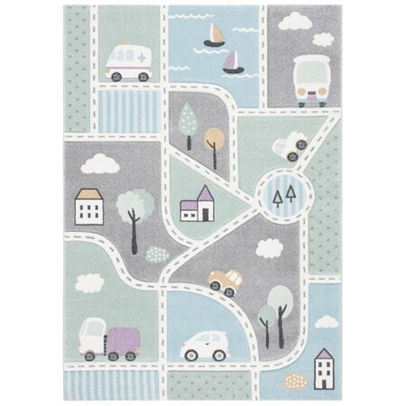Safavieh 8 x 10 ft. Carousel Kids Youth Rectangle Power Loomed Rug Grey & Light Blue CRK193F-8